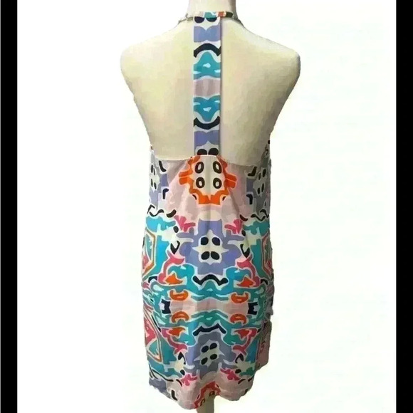 Annie Griffin Silk Geometric Printed Multi Colored Halter Style Dress - Picture 3 of 6